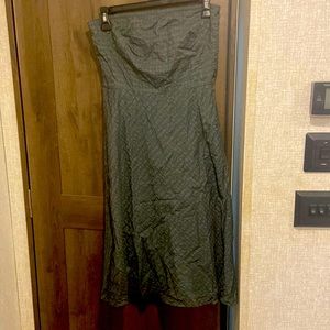 J.Crew gray strapless dress.